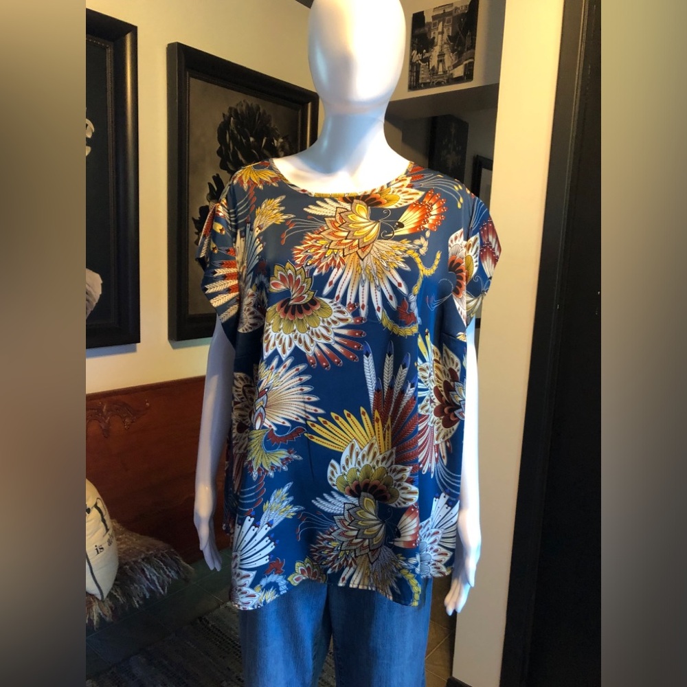 Women's Blue Floral Print Short Sleeve Top
Rachel Zoe
Size 2X
EUC